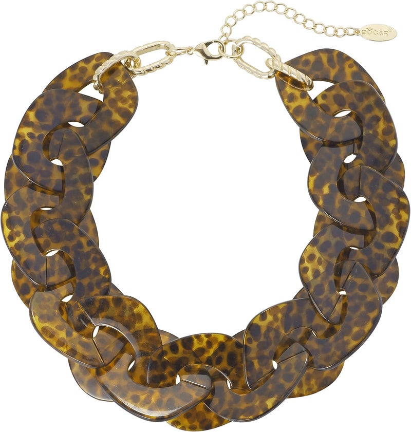 Bocar Statement Chunky Acrylic Cuban Choker Necklace Fashion Bib Collar Chain Necklace for Women(NK-10666) - Image 1